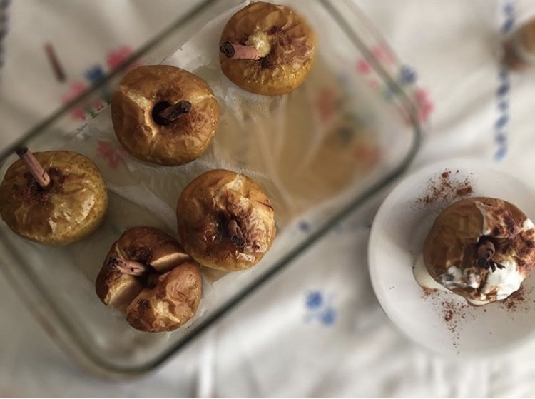Autumn baked apples with cinnamon & cashew cream